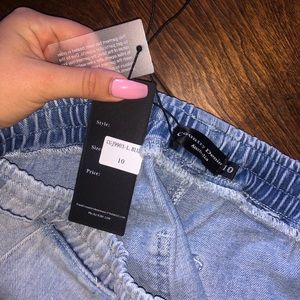 Jawstring denim shorts